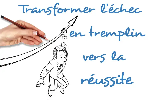 Homme avec une flèche ascendante dessinée par une main, représentant la transformation de l’échec en réussite avec Hikari Flow